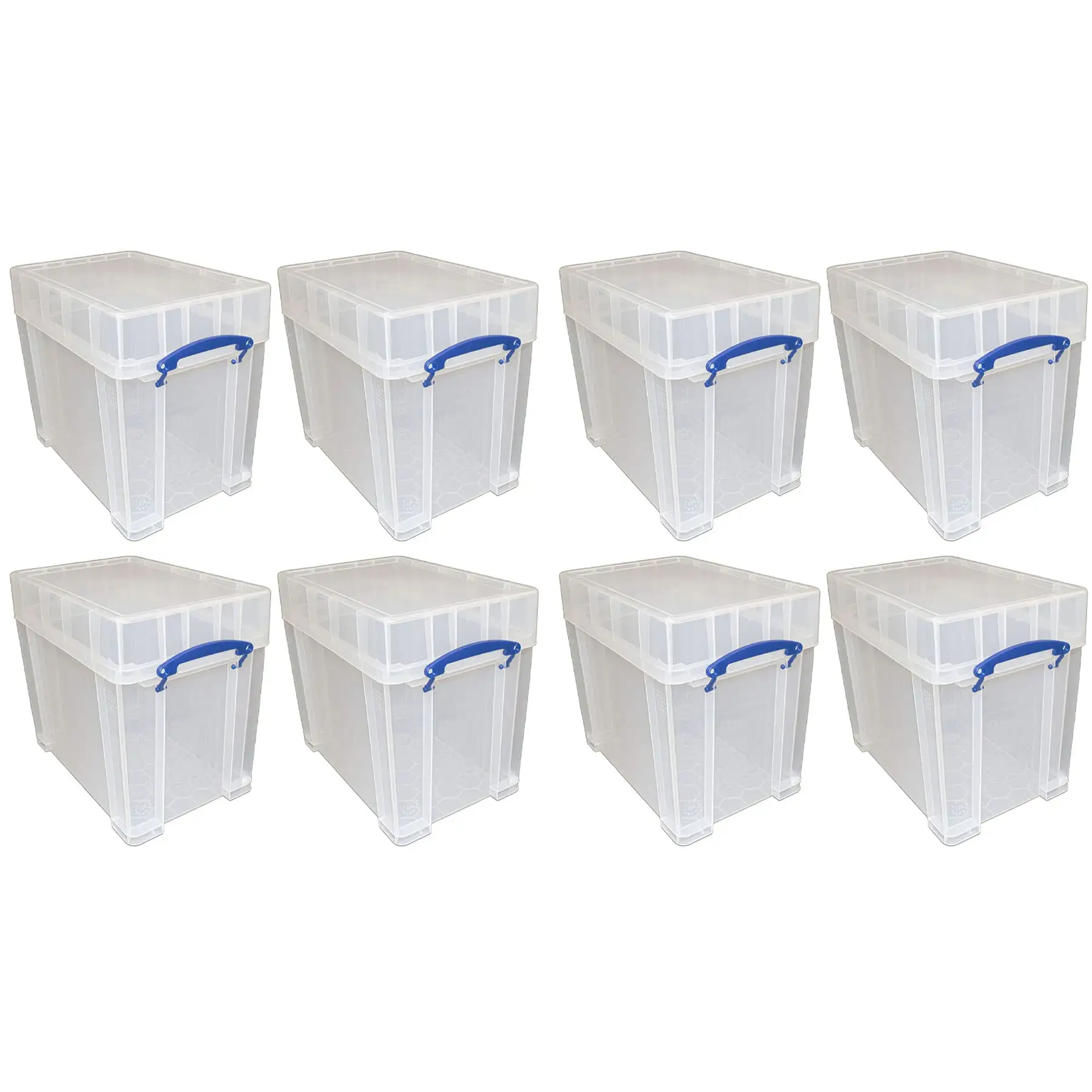 Really Useful Box 19 Liters Transparent Storage Container with Snap Lid, 8 Pack