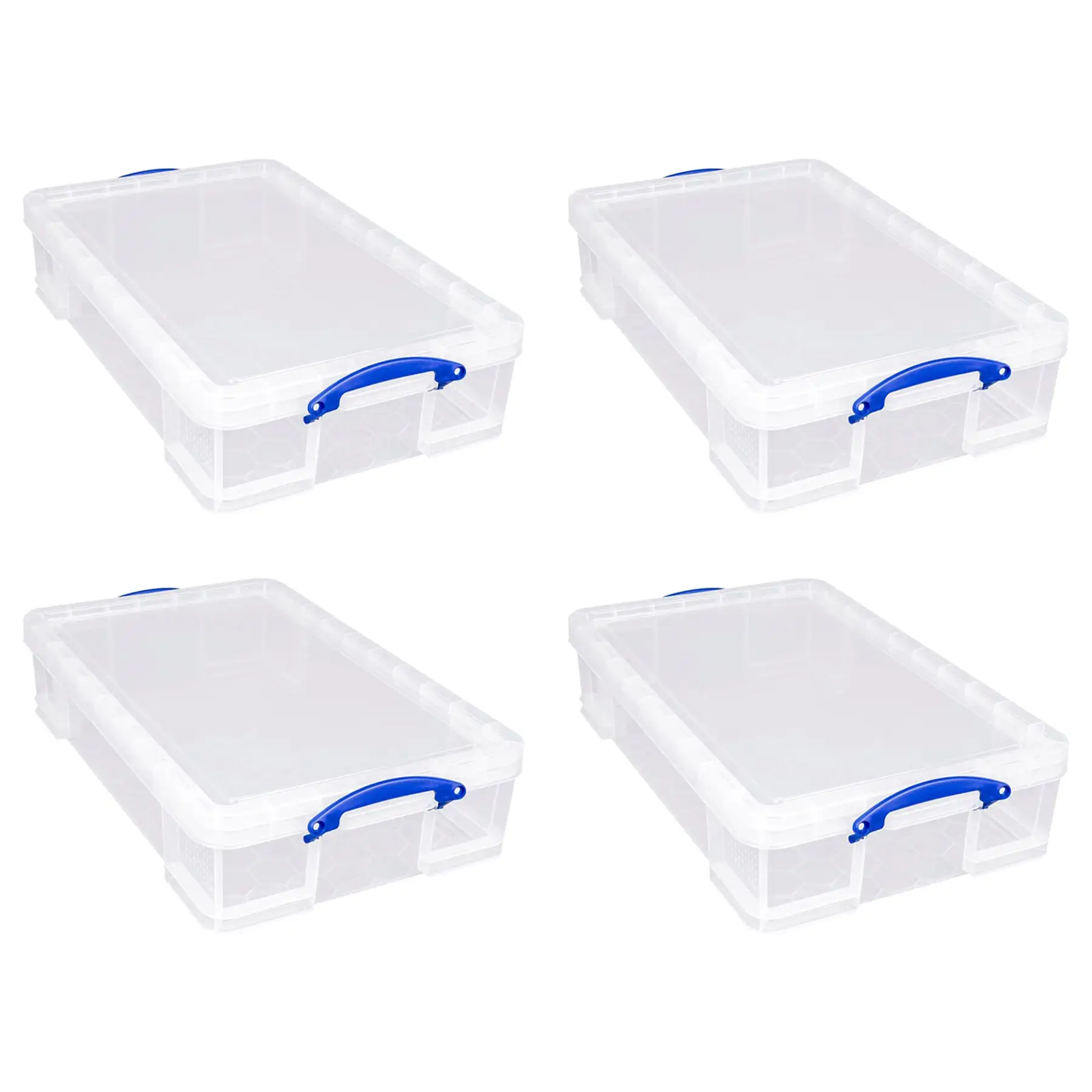 Really Useful Box 33L Storage Container w/Snap Lid & Clip Lock Handle, 4 Pack