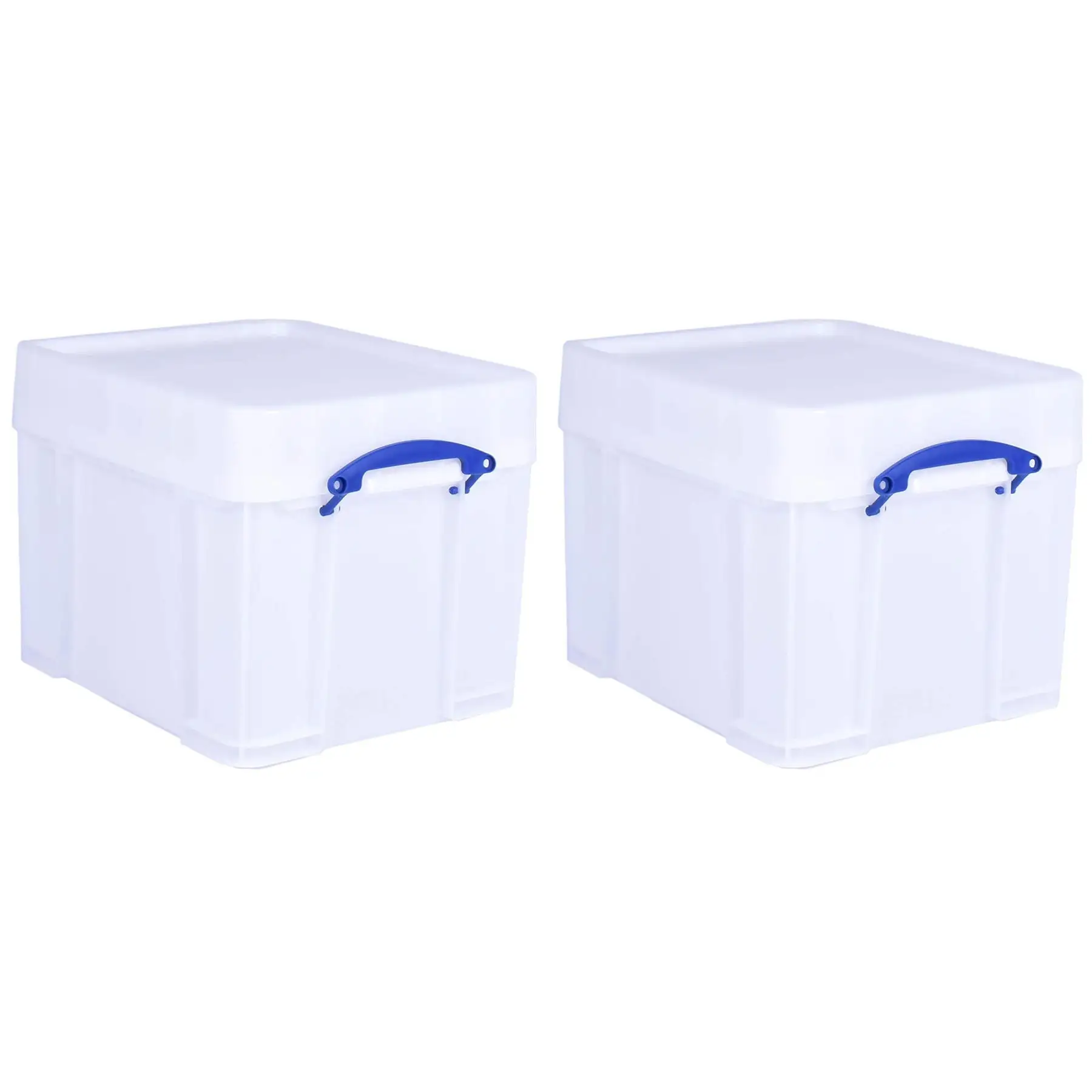 Really Useful Box 35 Liter Extra Strong Plastic Storage Box with XL Lid, 2 Pack