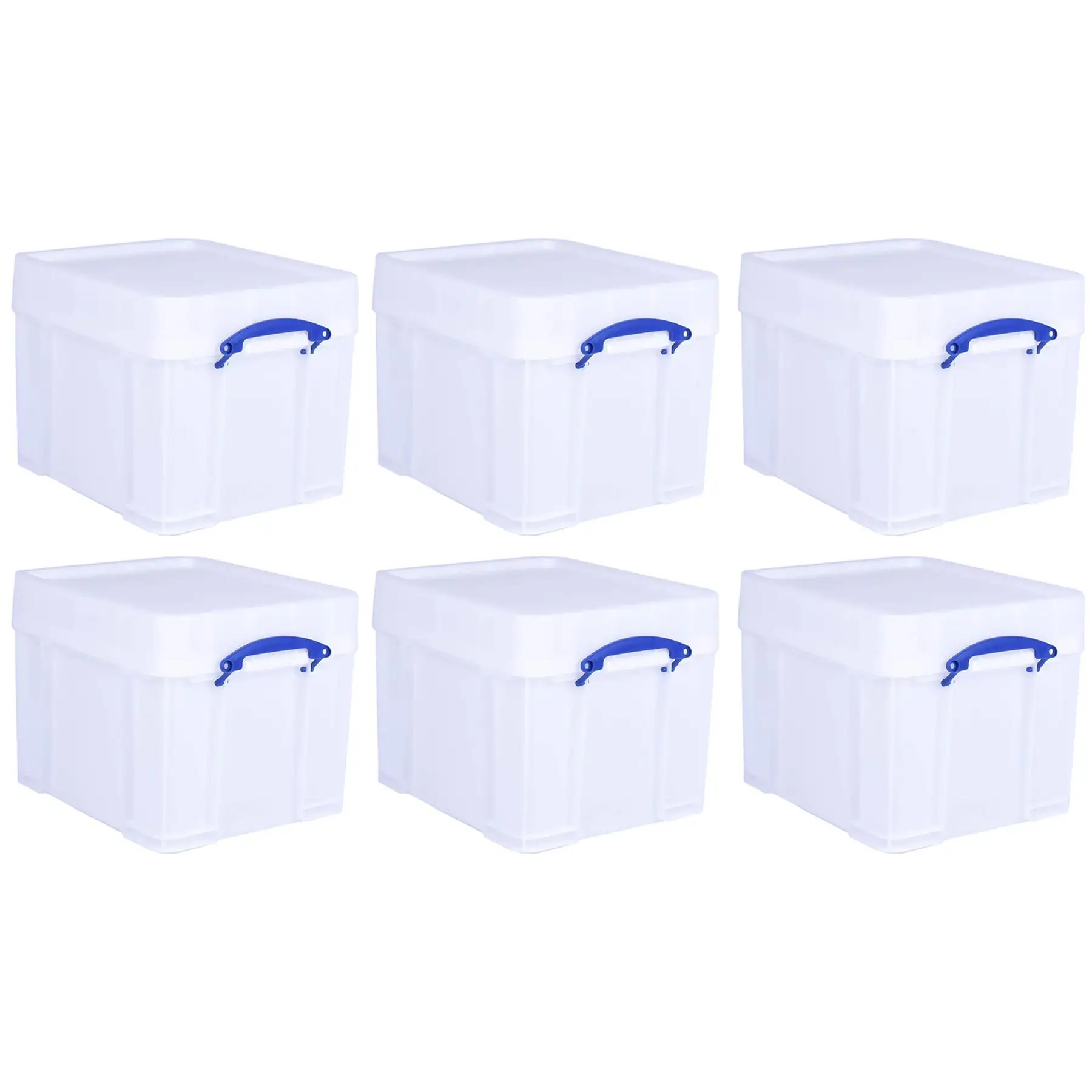 Really Useful Box 35 Liter Extra Strong Plastic Storage Box with XL Lid, 6 Pack