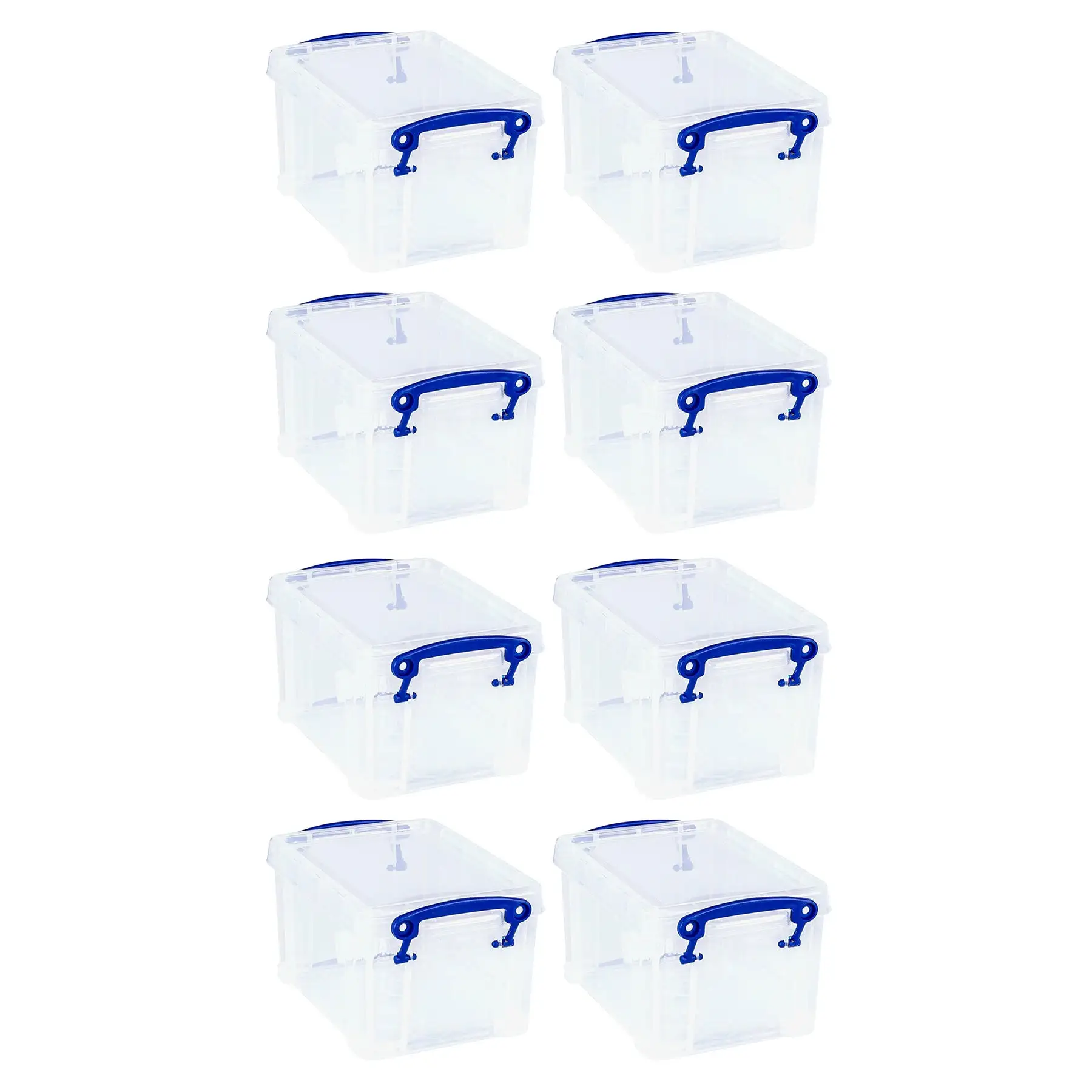 Really Useful Box 1.6L Storage Container w/Snap Lid & Clip Lock Handle, 8 Pack