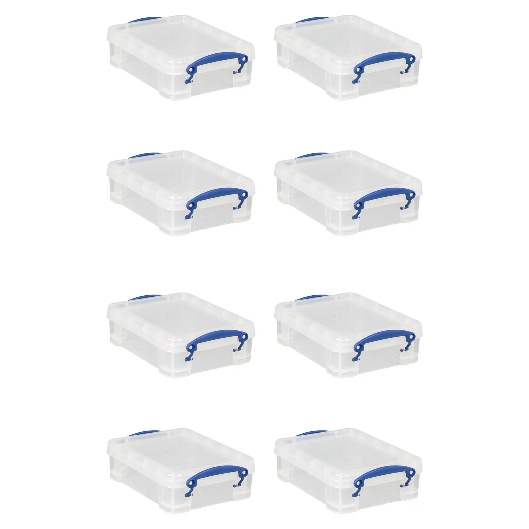 Really Useful Box 1.75L Storage Bin w/Snap Lid & Clip Lock Handle, 8 Pack, Clear