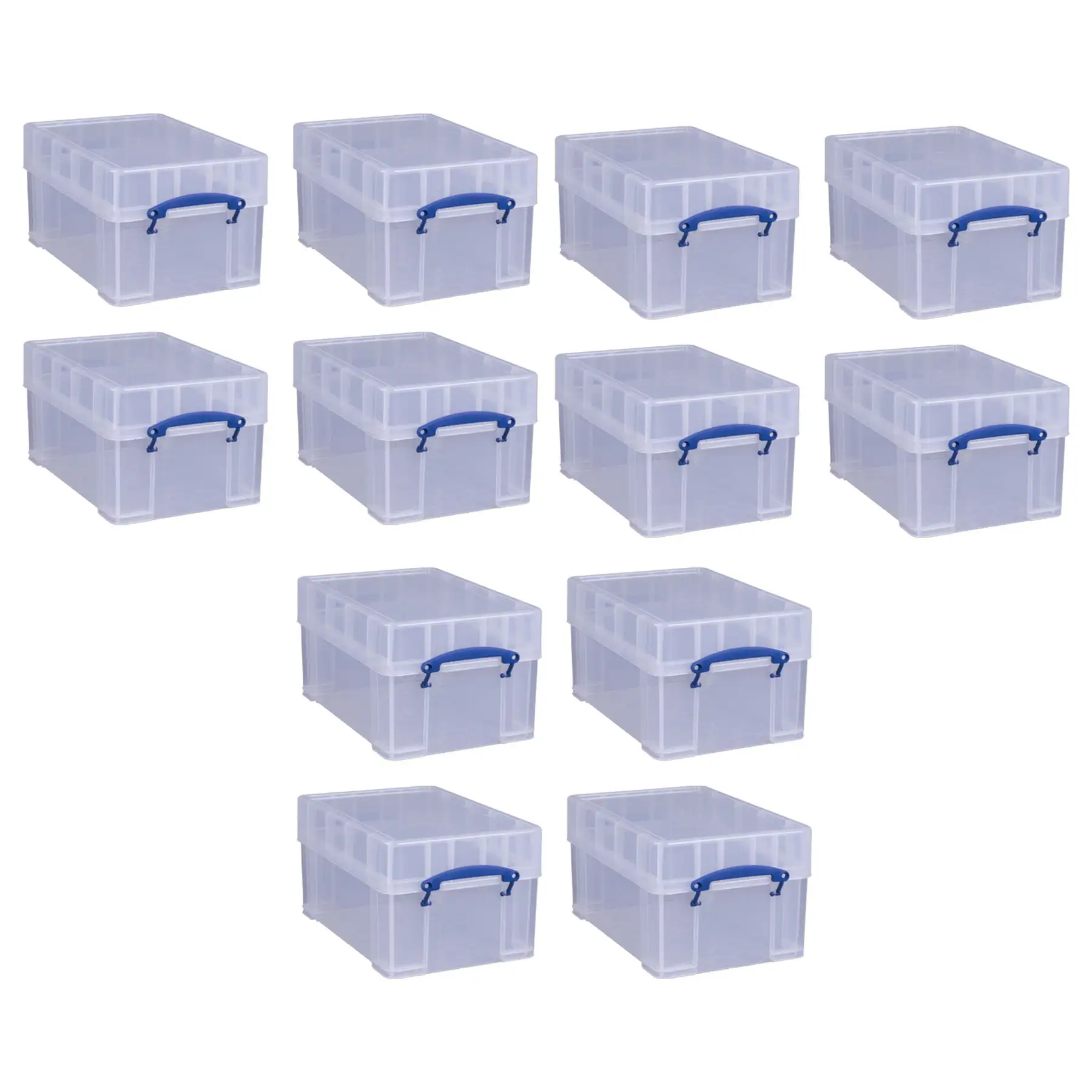 Really Useful Box 9 Liters Transparent Storage Container with Snap Lid, 12 Pack