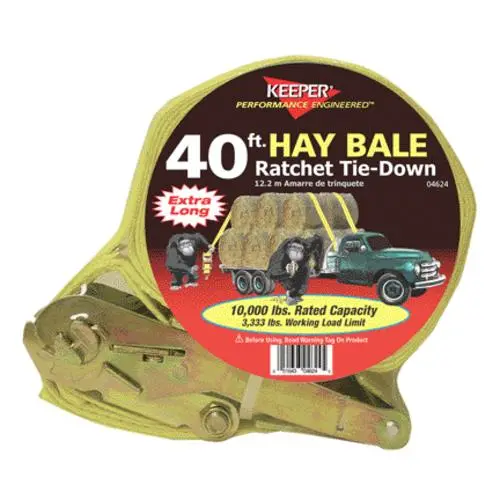 Keeper 04624 Hay Bale Ratchet Tiedown With J Hook