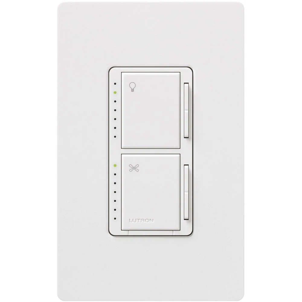 Lutron Maestro MA-LFQHW-WH Light And Fan Control With Wallplate