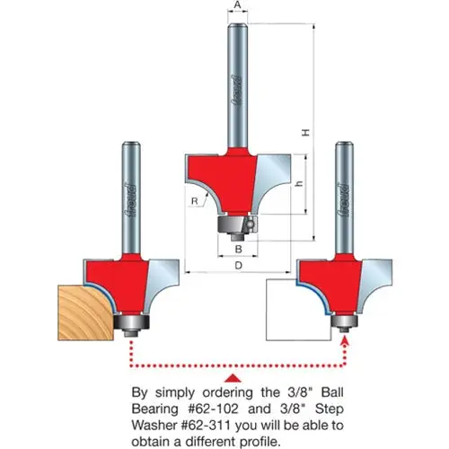 Freud 34-128 Router Bit Rounding Over