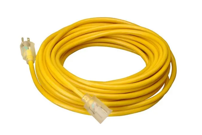 Coleman Cable 02589-00-02 12/3 Cord Yellow W/ Light Ends