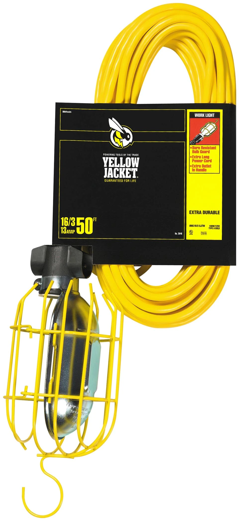 Yellow Jacket 2948 16/3 SJT Work Light W/Protective Guard 50'