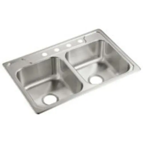 Sterling Pluming 14708-4-NA Double-Basin Self Rimming Kitchen Sink