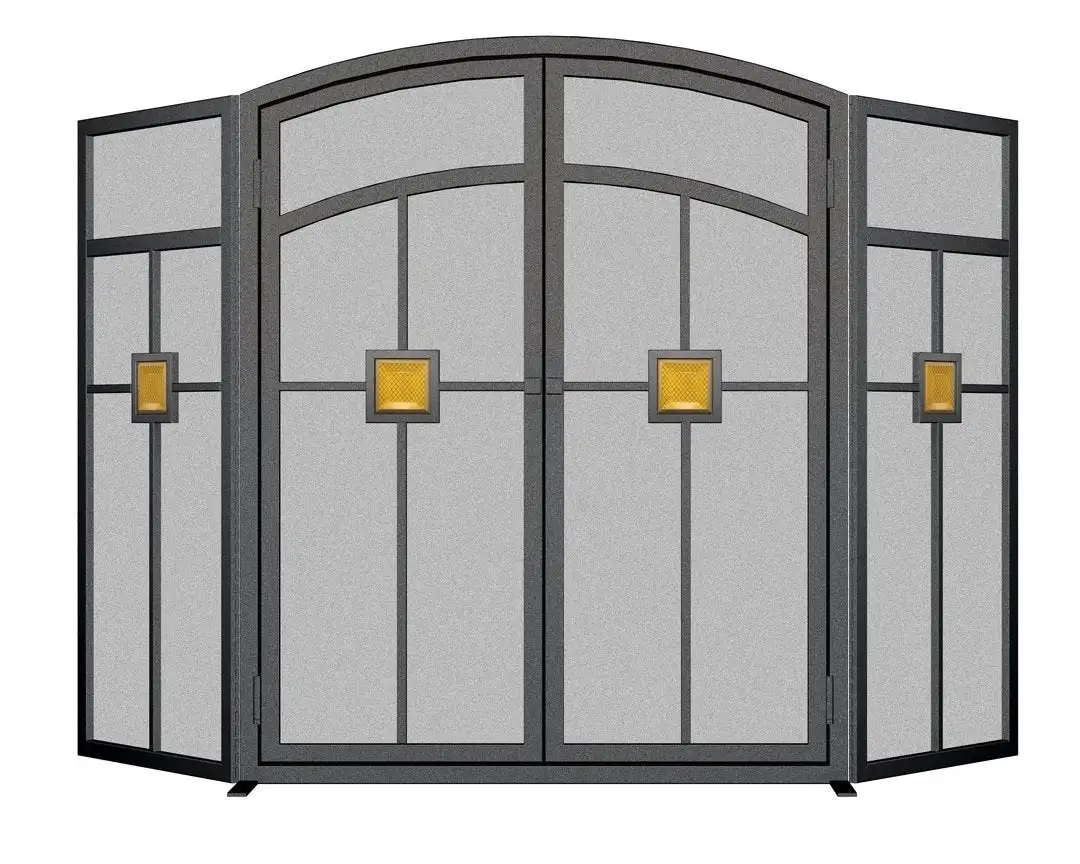 Panacea 15137 3-Panel Fireplace Screen With Glass Door