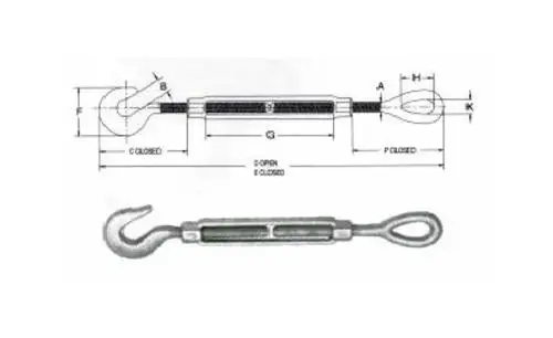 Baron 16-5/8X6 Forged Steel Hook & Eye Turnbuckle