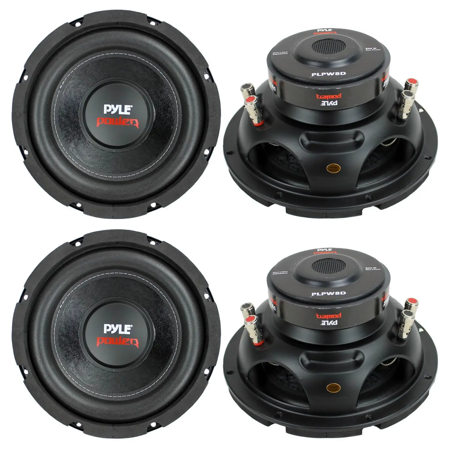 PYLE PLPW8D 8" 1600W Car Audio Subwoofers Subs Woofers Stereo DVC 4-Ohm