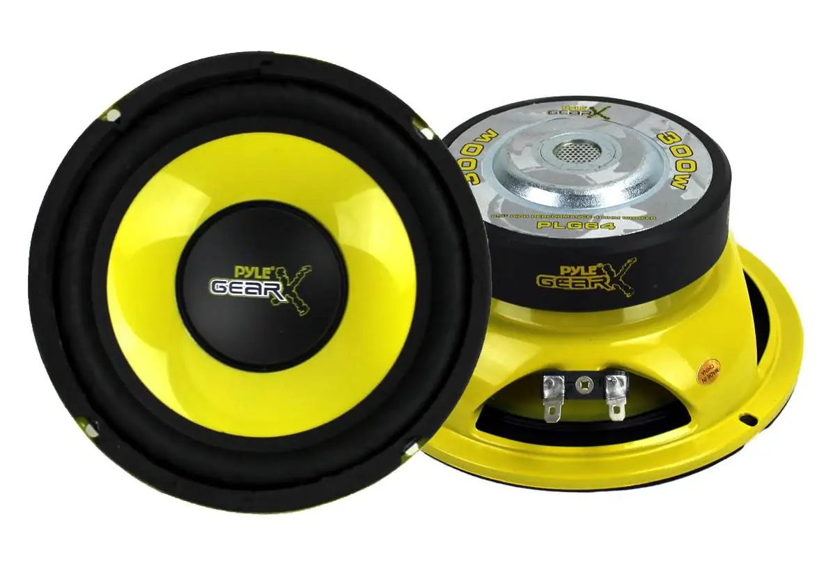 Pyle PLG64 6.5" 300 Watt Car Mid Bass/Midrange Subwoofers Sub Power Speakers (2)