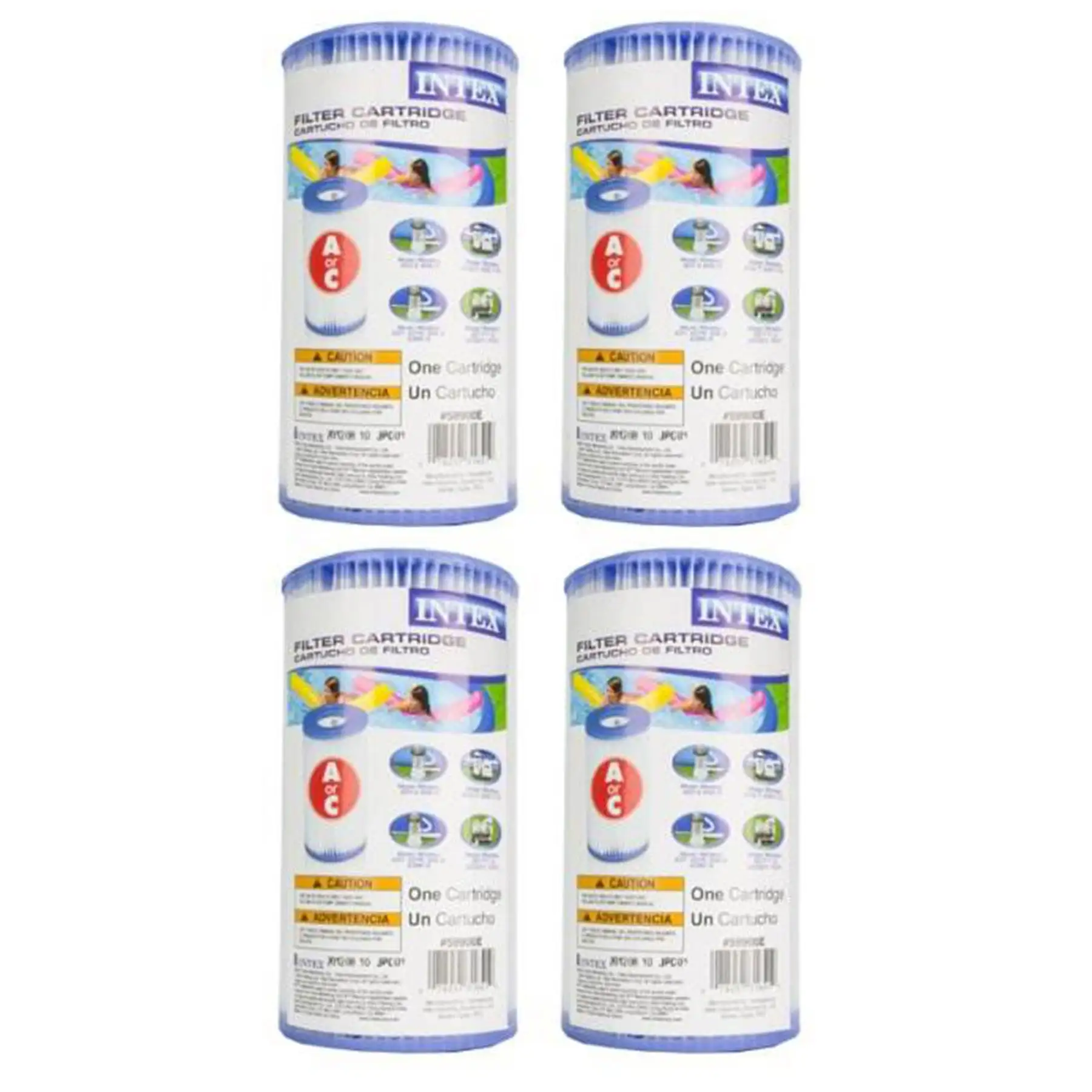 Intex Type A Easy Set Above Ground Pool Replacement Filter Cartridge, (4 Pack)