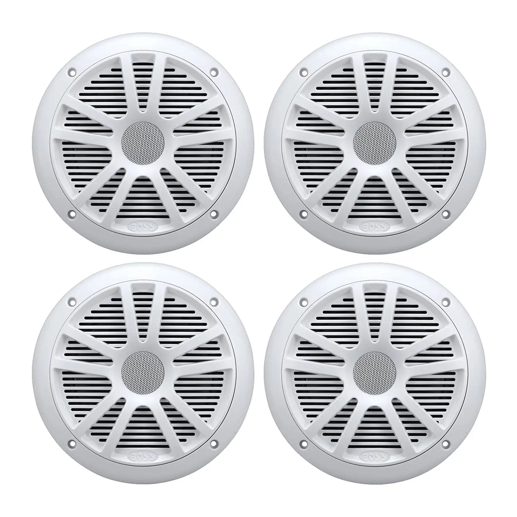 BOSS Audio MR6W 6.5" 360W Dual Cone Marine/Boat Speakers Stereo, White (4 Pack)