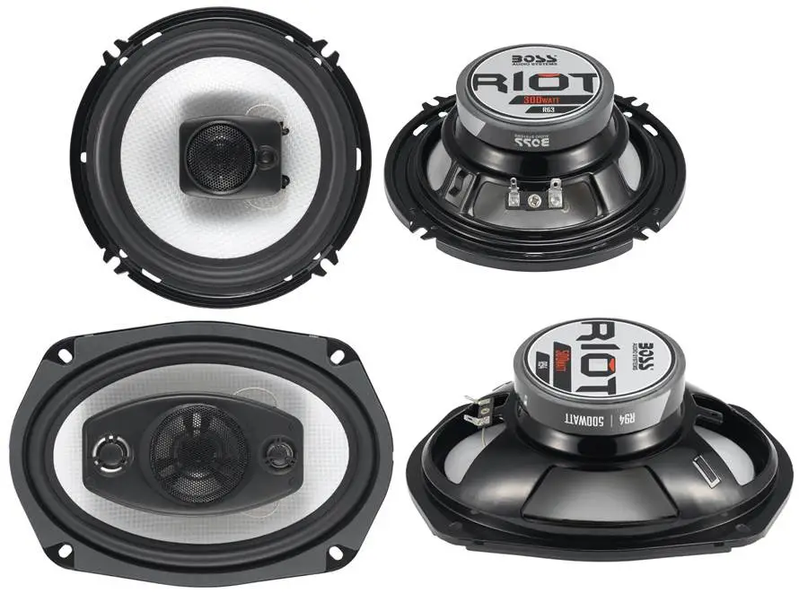 Boss Riot R94 6x9" 500W 4 Way Car and R63 6.5" 300W 3 Way Coaxial Audio Speakers