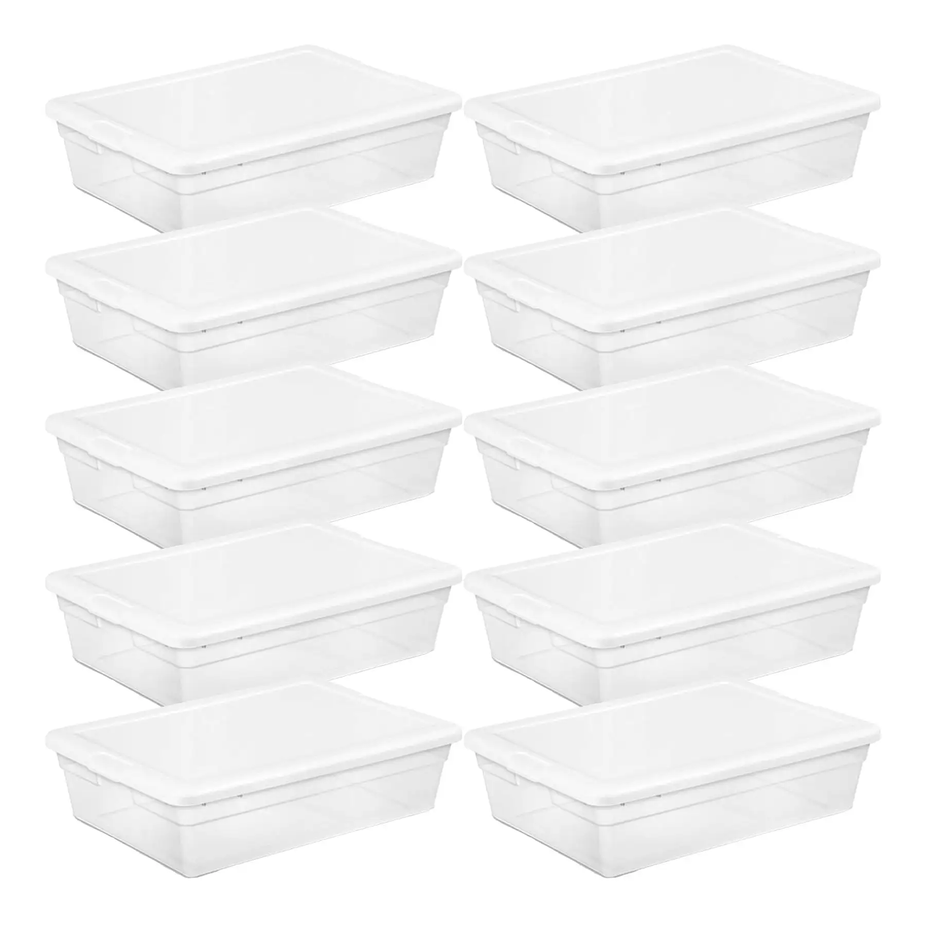 Sterilite 28 Qt Clear Stackable Under Bed Organizer Storage Container, (10 Pack)