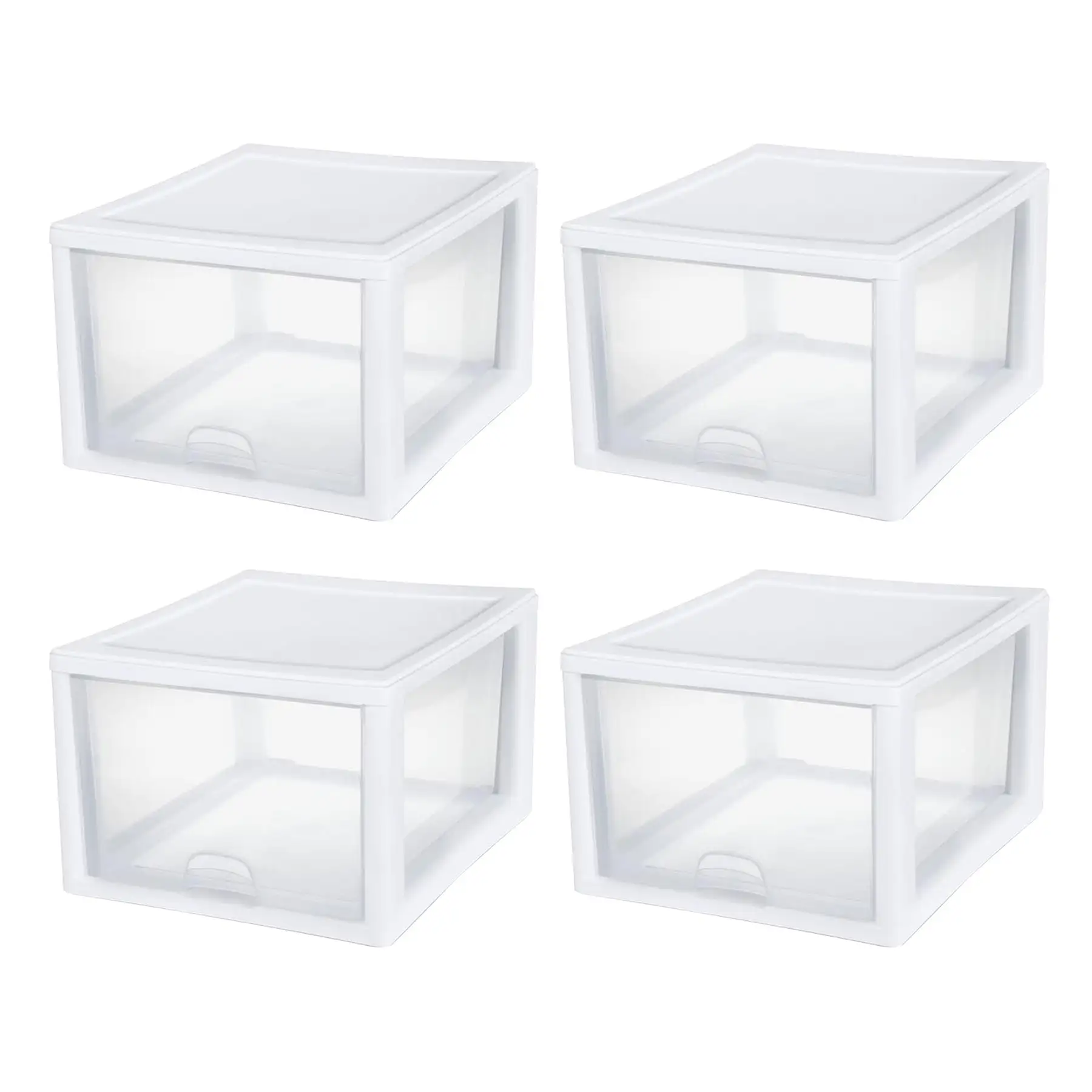 Sterilite 27 Quart Stacking Storage Drawer, Stackable Plastic Bin Drawer, 4 Pack