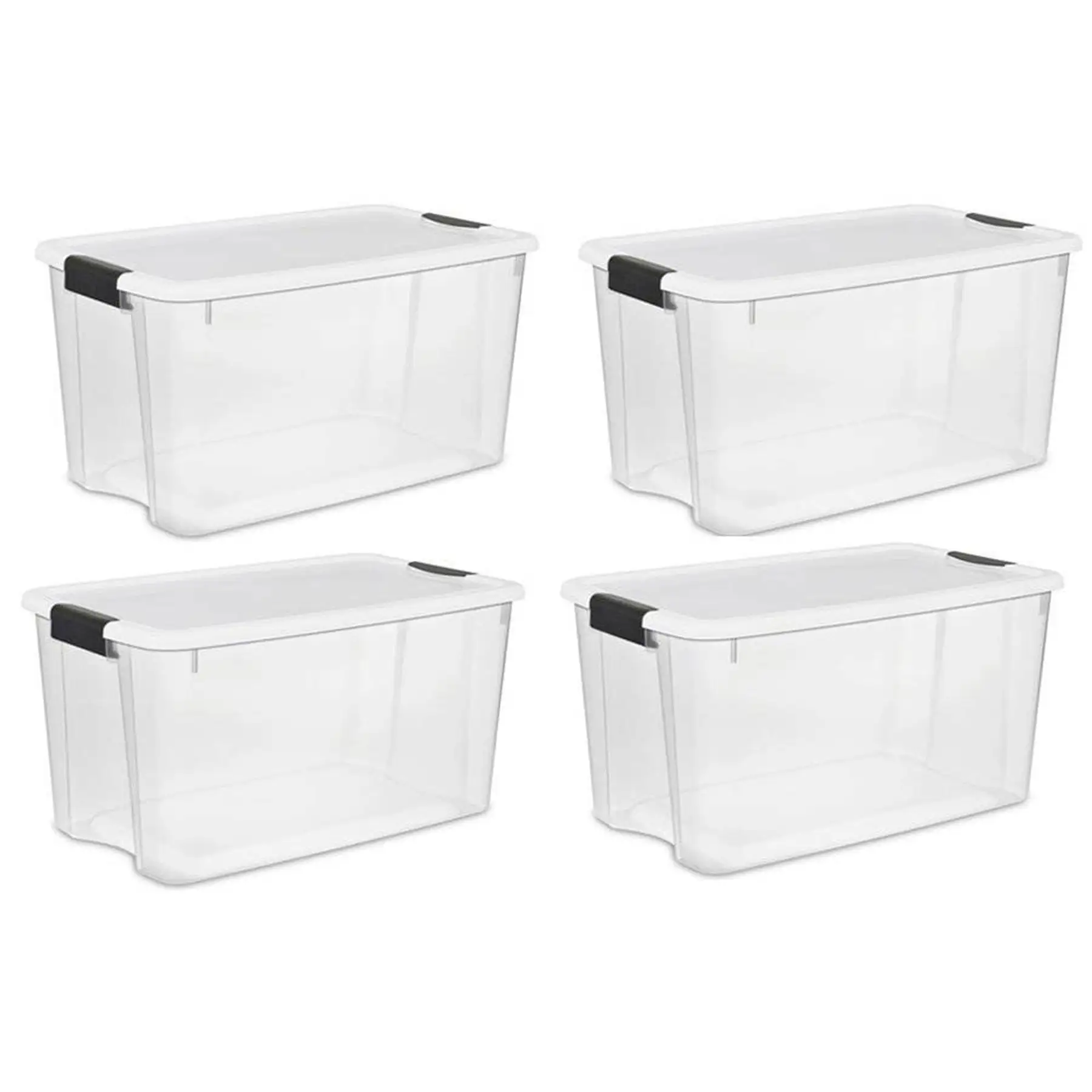 Sterilite 70 Qt Clear Plastic Stackable Storage Bin with Latching Lid, (4 Pack)