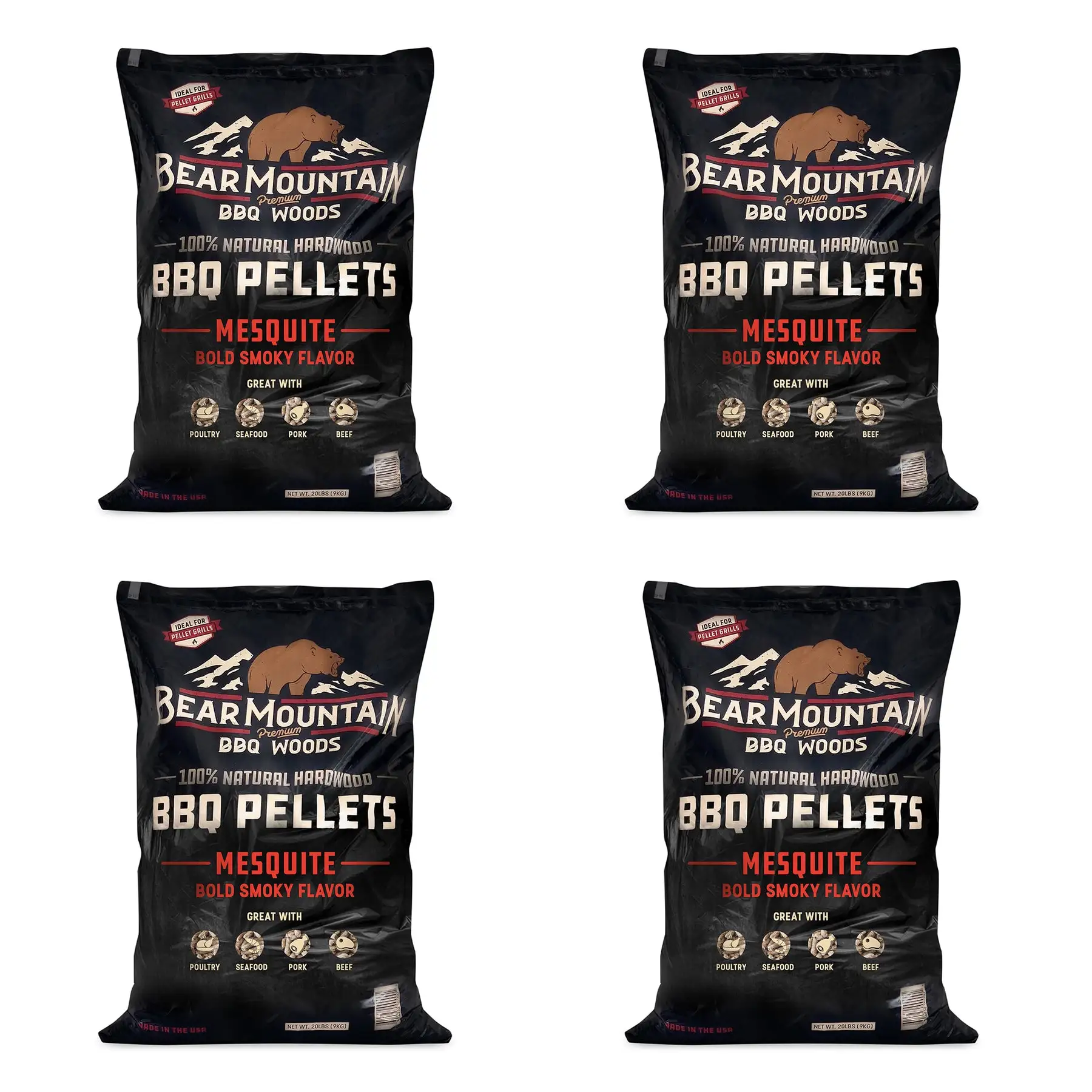 Bear Mountain BBQ Premium All Natural Hardwood Mesquite Smoker Pellets (4 Pack)