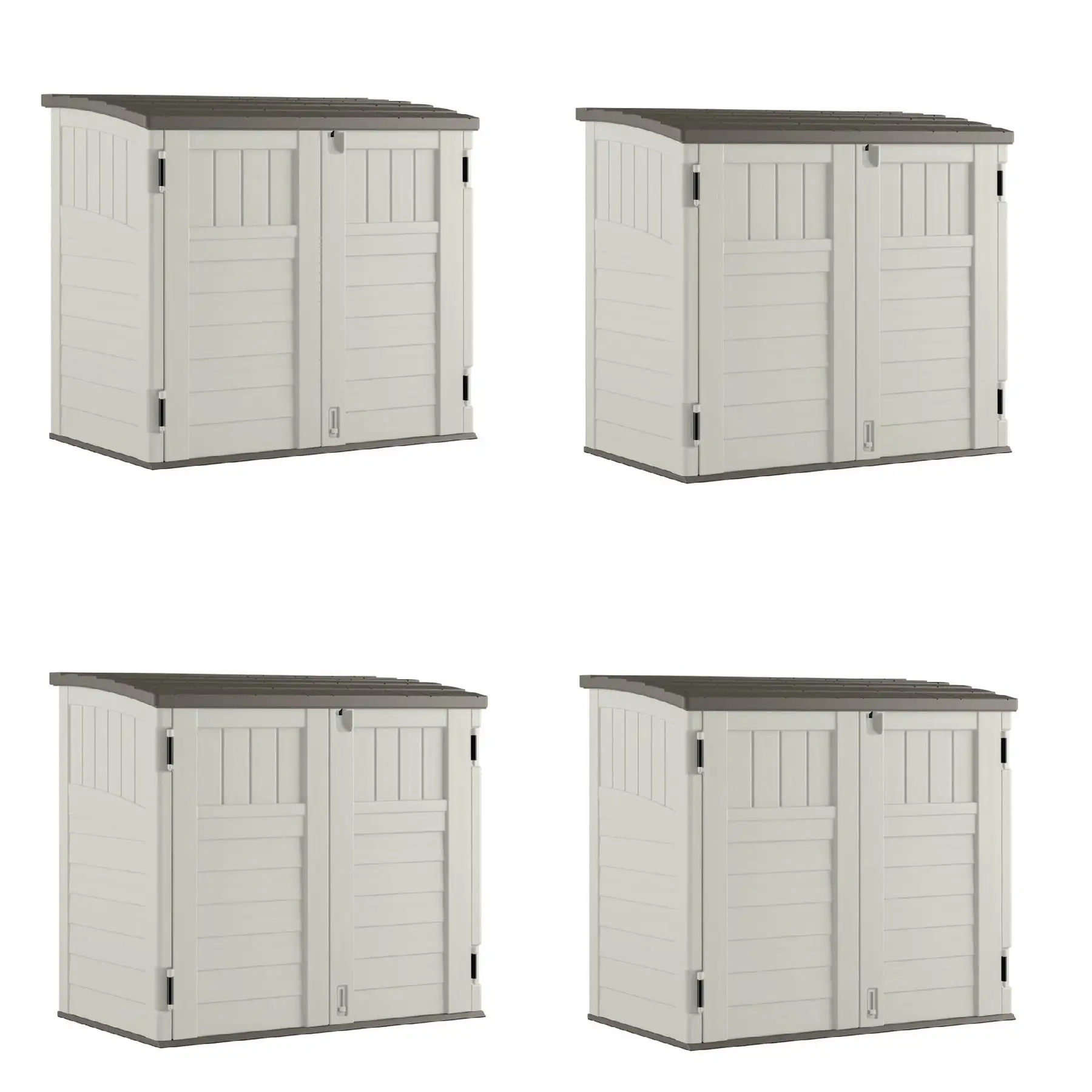 Suncast 34 Cubic Feet Horizontal Backyard Storage Stow Away Shed, Ivory (4 Pack)