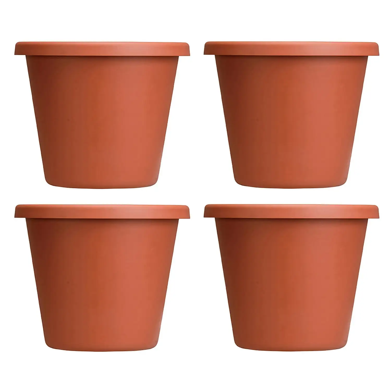 HC Companies LIA24000E35 24-Inch Indoor Plastic Round Classic Pot, Clay (4 Pack)