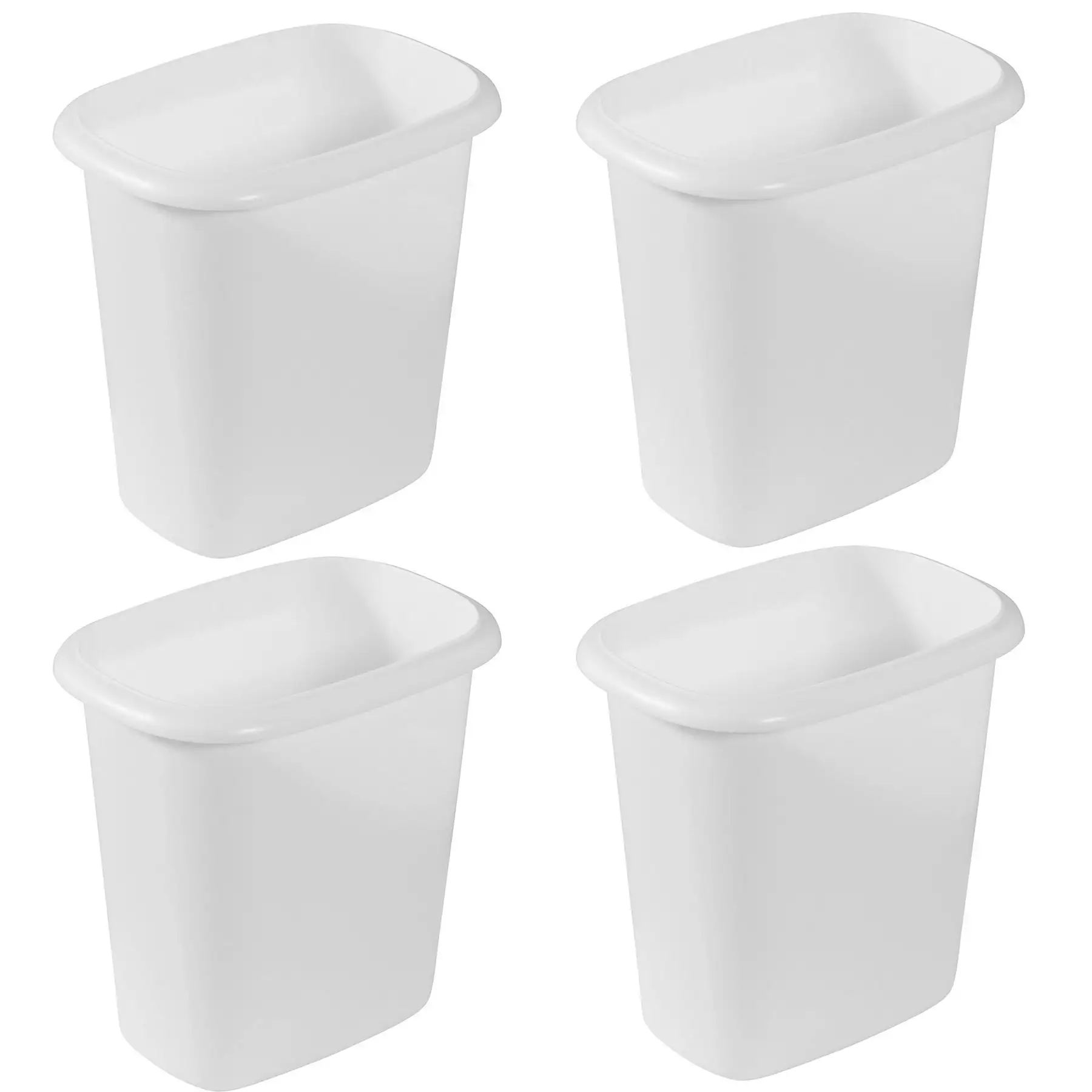 Rubbermaid 6 Quart Bedroom, Bathroom, and Office Wastebasket Trash Can (4 Pack)