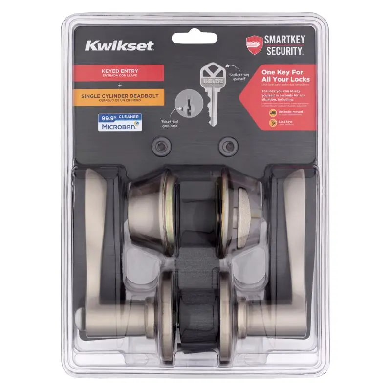 Kwikset 96900-420 SmartKey Security Lever and Single Cylinder Deadbolt