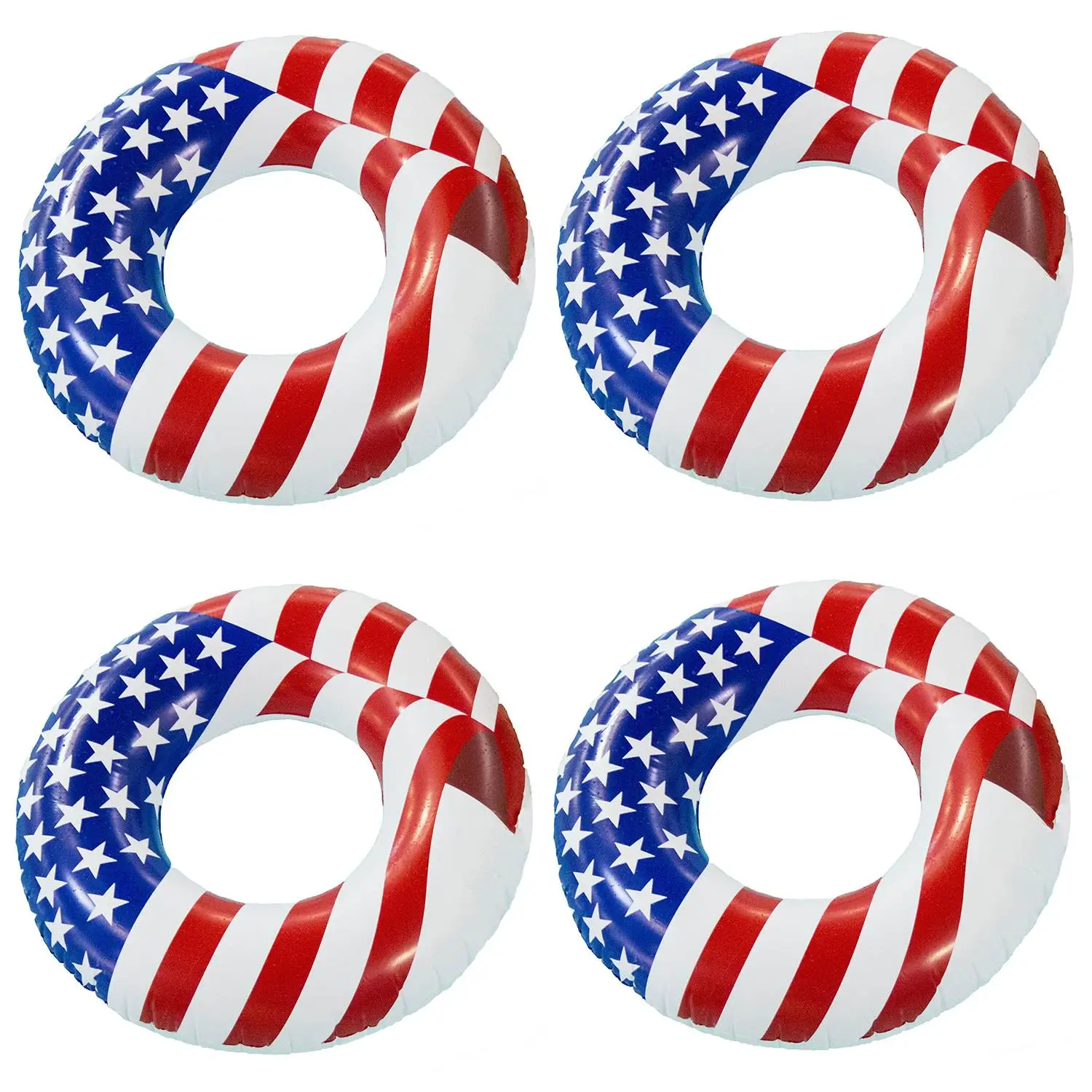 Swimline 36" Inflatable American Flag Swimming Pool and Lake Tube Float (4 Pack)