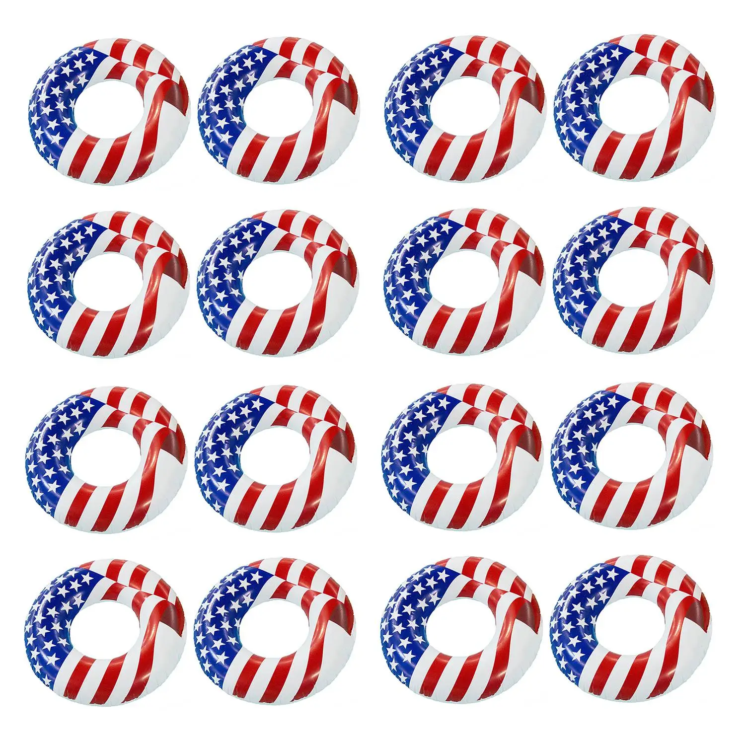 Swimline 36" Inflatable American Flag Swimming Pool & Lake Tube Float (16 Pack)