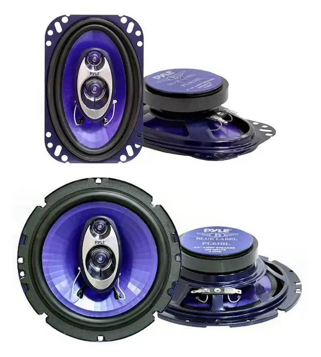 Pyle PL463BL 4x6" 240W and PL63BL 6.5" 360W 3-Way Car Coaxial Speakers