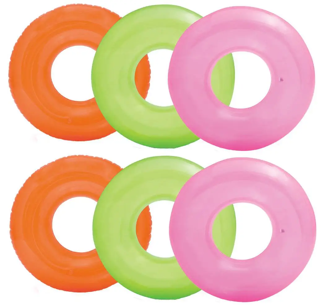 Intex Colorful Transparent Inflatable Swimming Pool Tube Raft (6-Pack)>59260EP