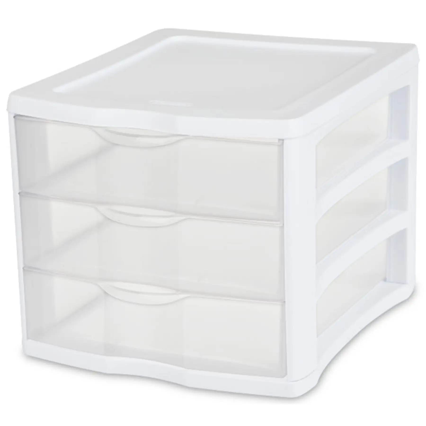 Sterilite ClearView Compact Stacking 3 Drawer Storage Organizer System, 12 Pack