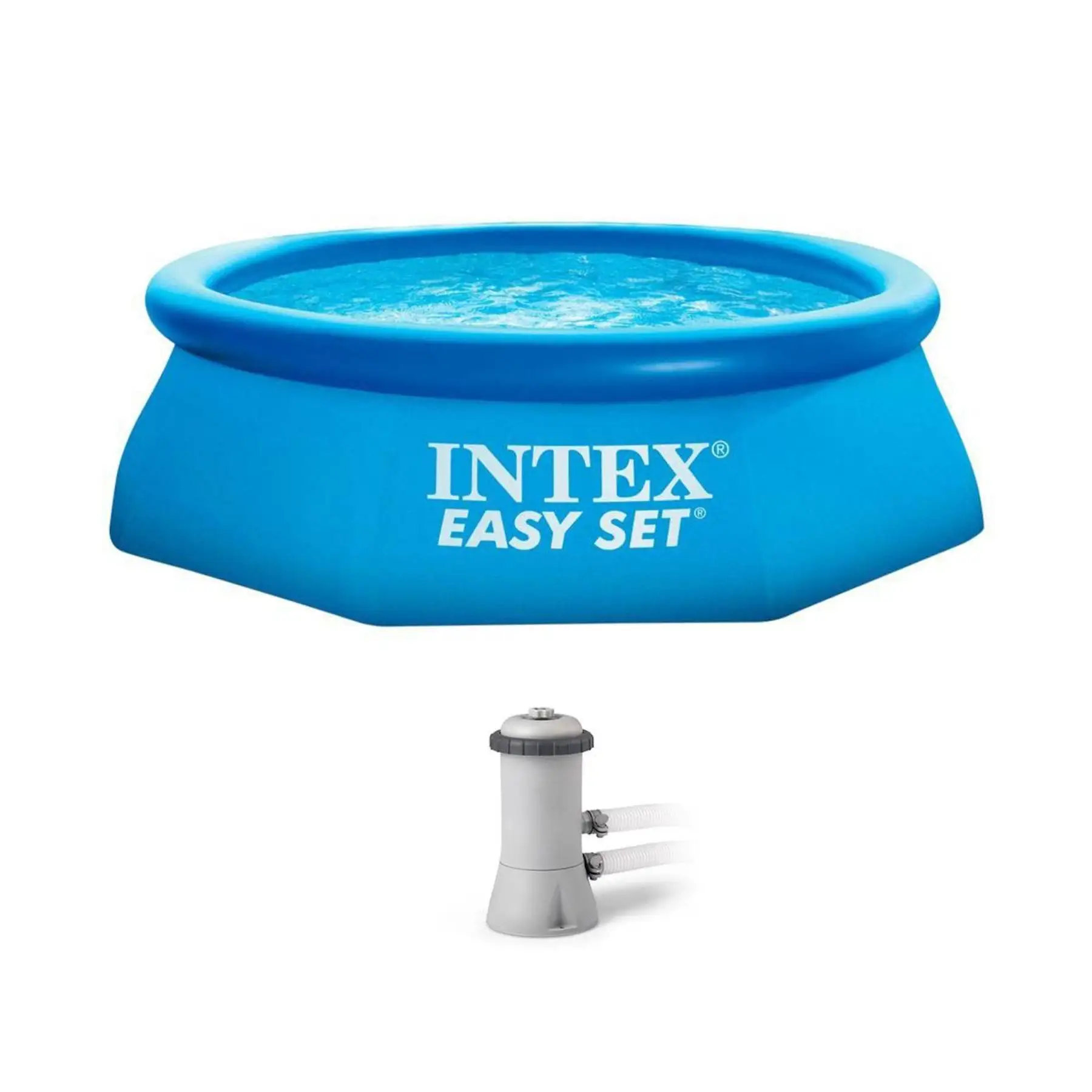 Intex 8ft x 30in Easy Set Inflatable Above Ground Polygonal Pool w/ Filter Pump