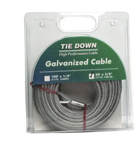 Tie Down Engineering 50130 Pre-Cut Galvanized Cable 3/8"X50'