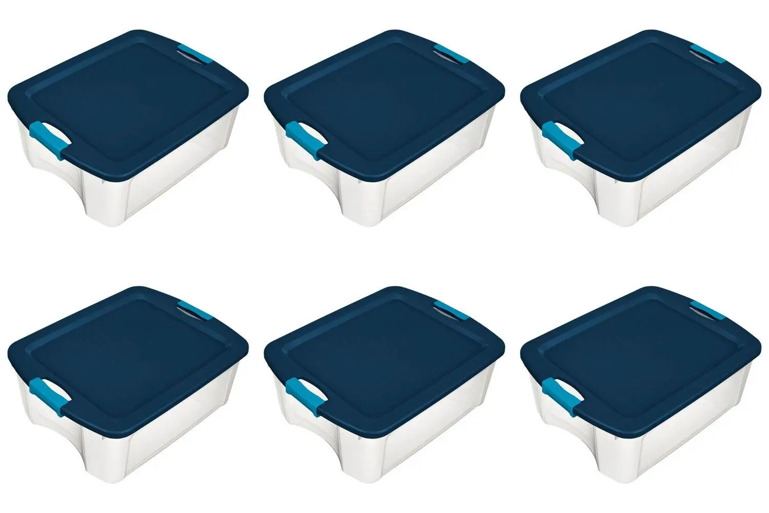 Sterilite 12 Gal Latch and Carry Stackable Storage Bin with Latching Lid, 6 Pack