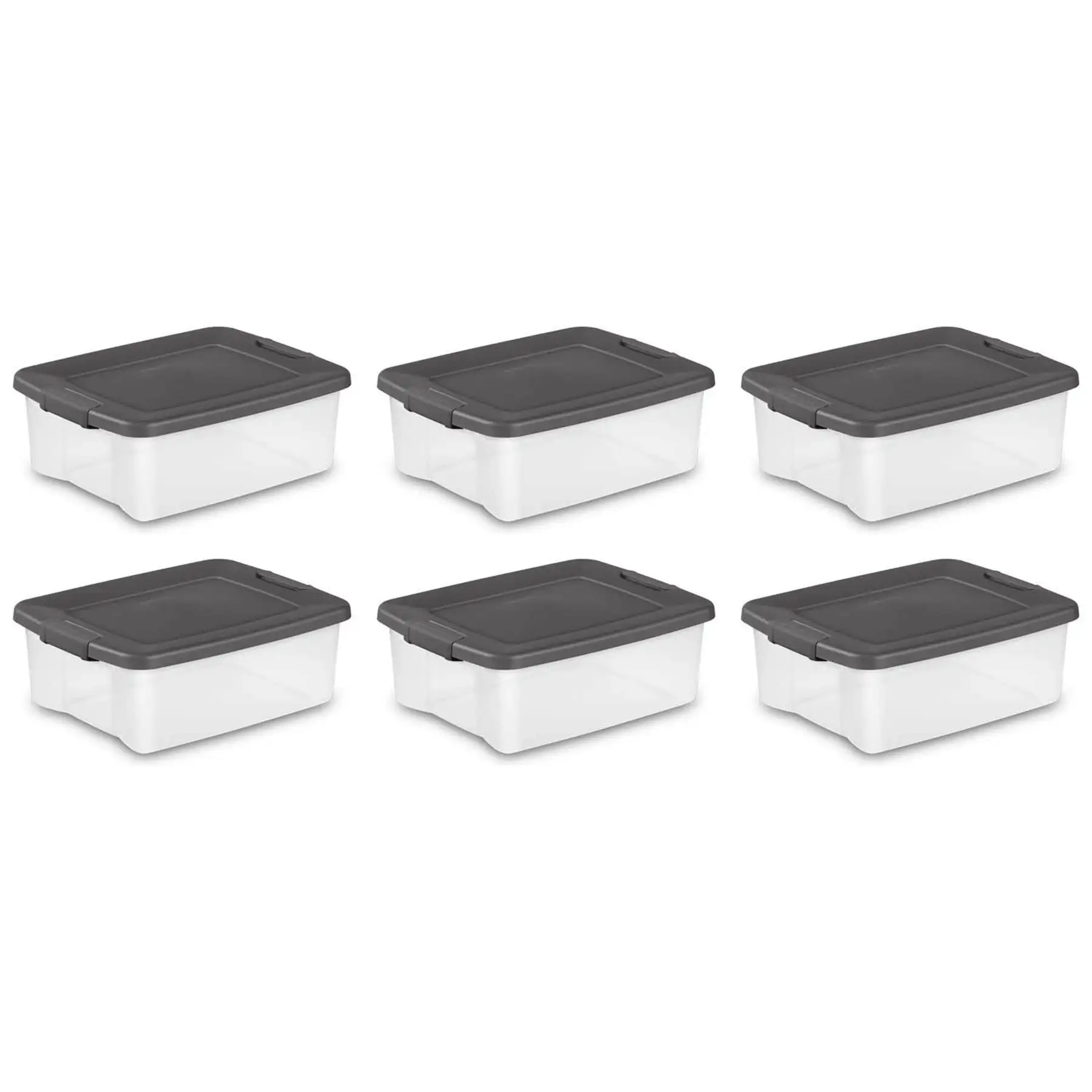 Sterilite 25 Quart ShelfTote, Stackable Storage Bin with Latching Lid, 6 Pack