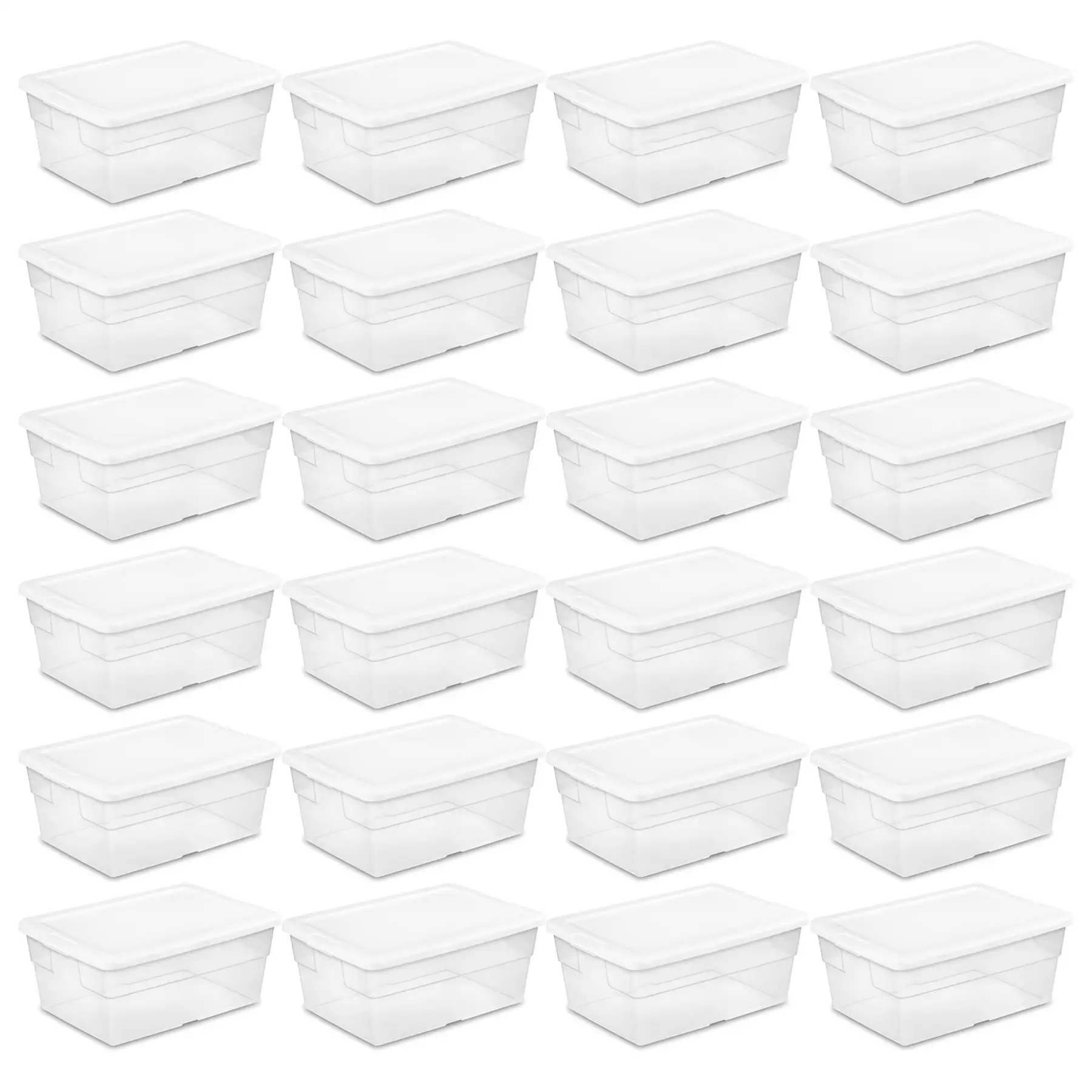 Sterilite 16 Quart Stacking Storage Box Container Tub with Lid, Clear (24 Pack)