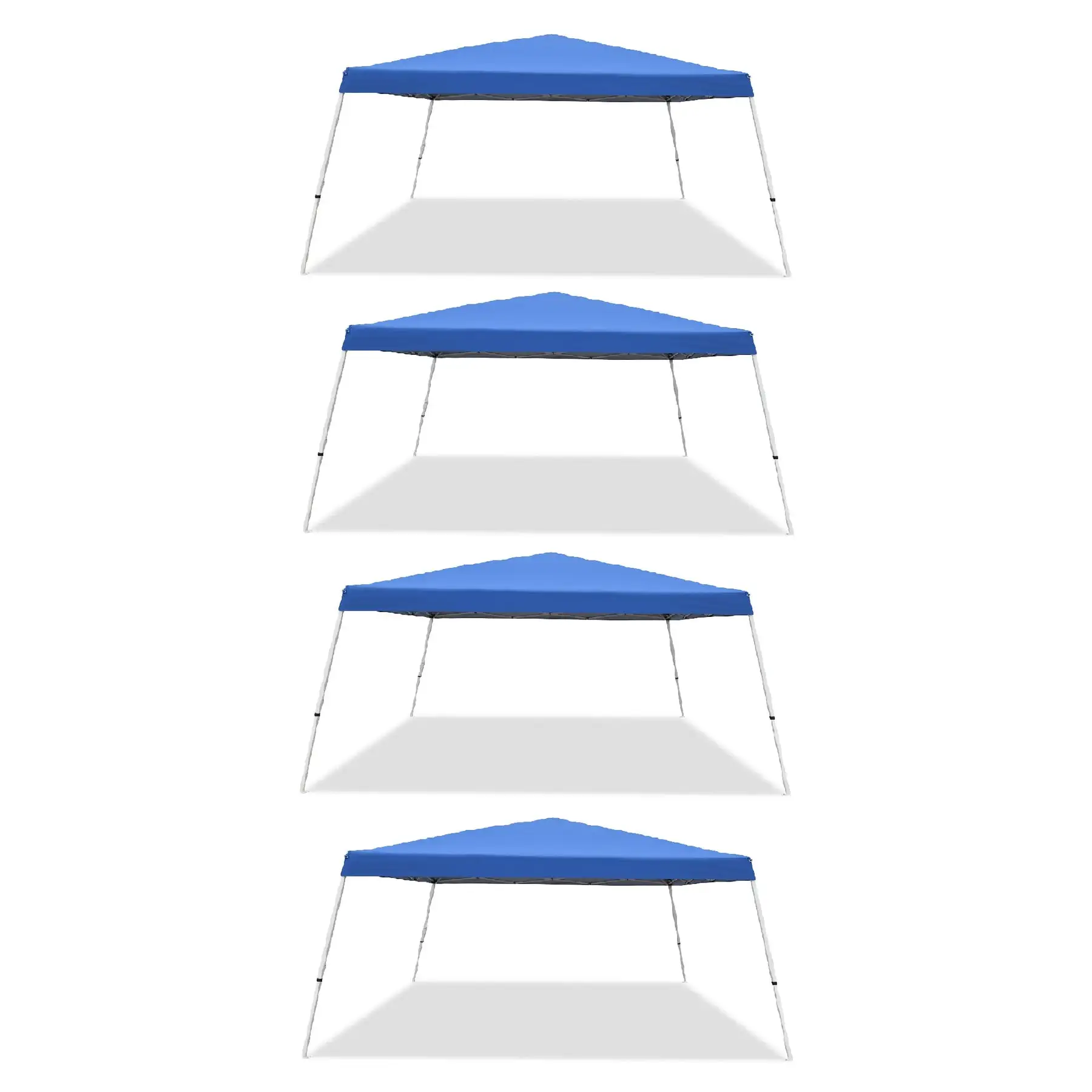 Caravan Canopy Pop-Up Tent V 12 x 12 ft Slanted Leg Instant Shade, Blue (4 Pack)