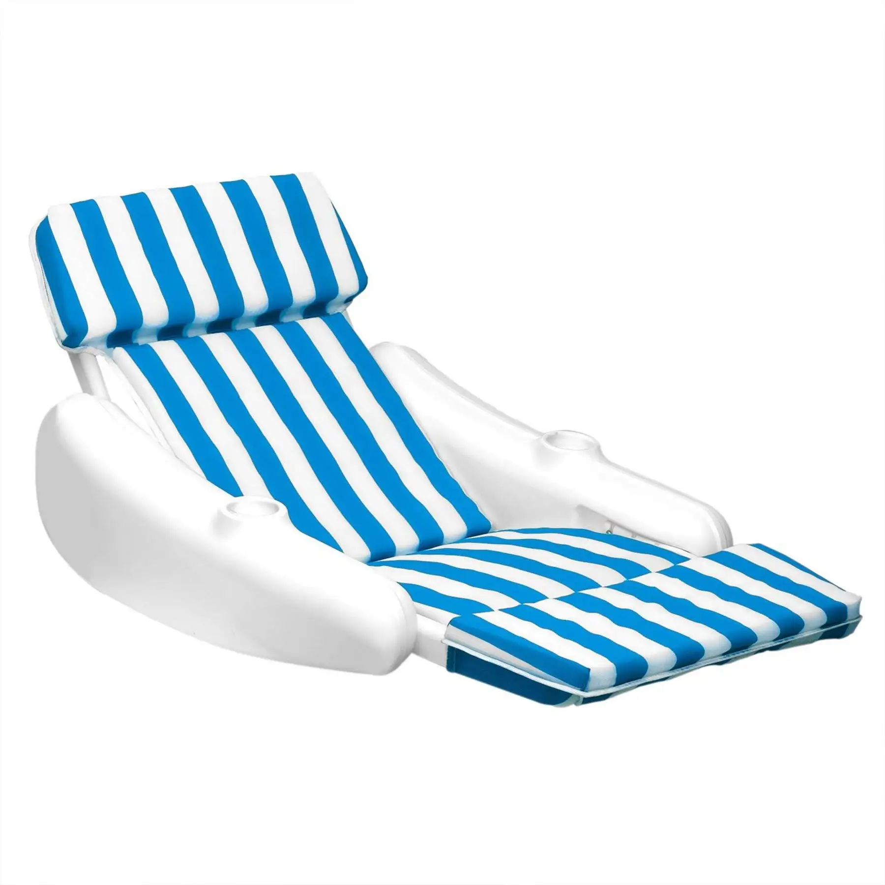 Swimline SunChaser Padded Floating Luxury Pool Lounge Sling Chair, Blue/White