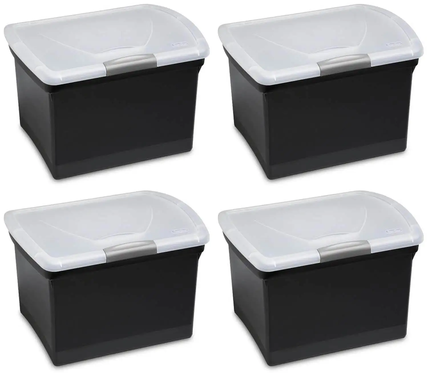 Sterilite Latching Letter Size File Box Clear Lid w/Handle, Black>18789004