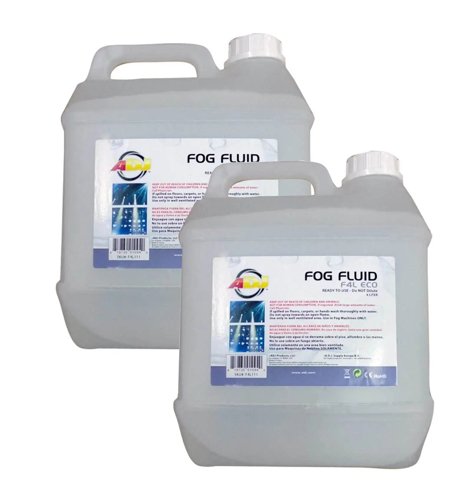 2 AMERICAN DJ F4L ECO-FOG 4 Liter Bottles of Fog/Smoke Machine Liquid Juice