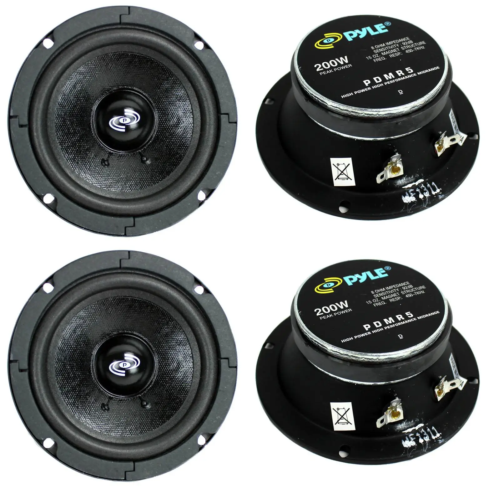 4) Pyle Pro PDMR5 5" 800W Car DJ/Home Mid Bass MidRange Speakers Drivers Audio