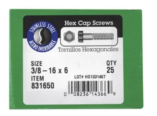 Hillman Fasteners 0831650 Bolt Hex Head 3/8'' X 6'' Stainless Steel