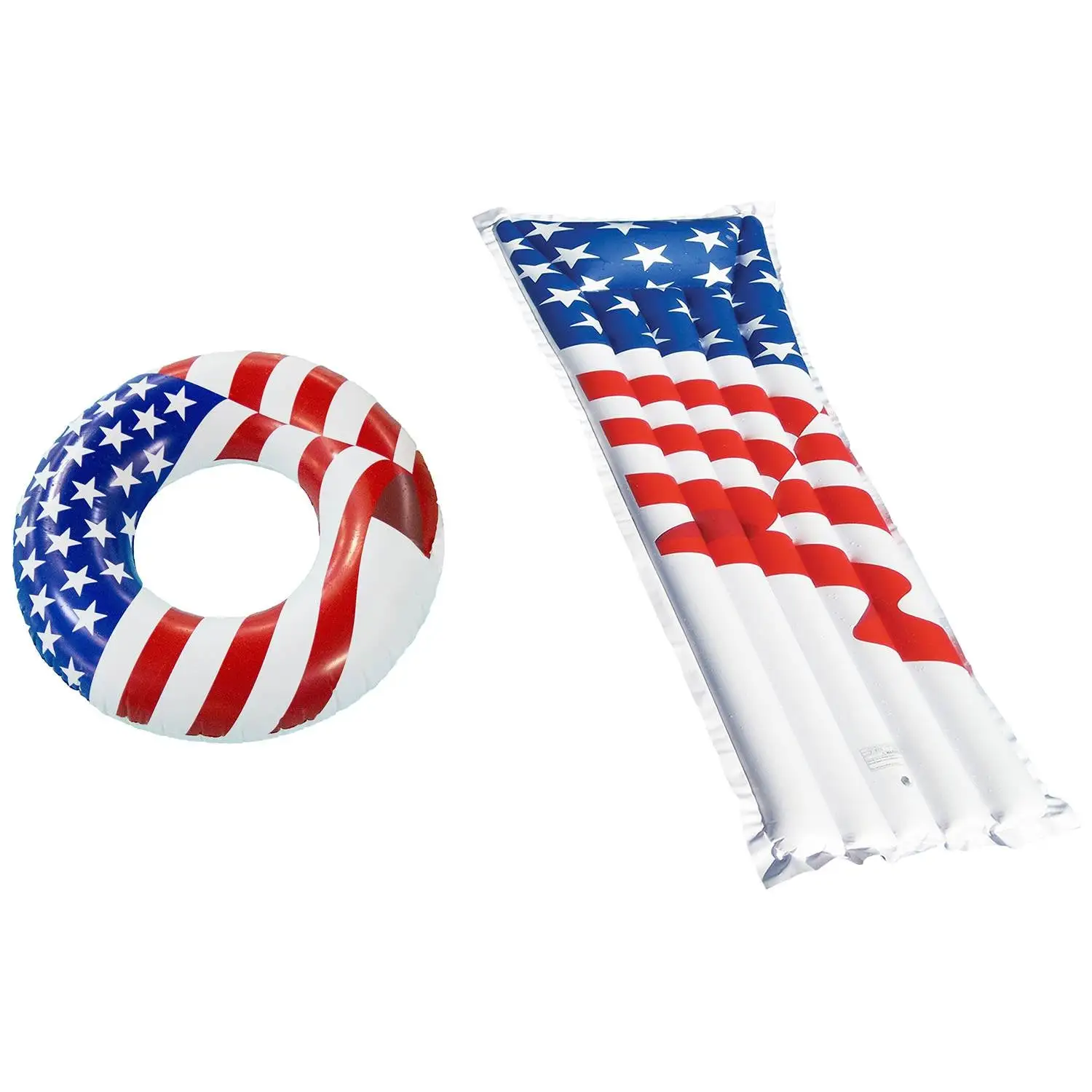 Swimline 36" Inflatable American Flag Pool Tube + 72" American Flag Raft