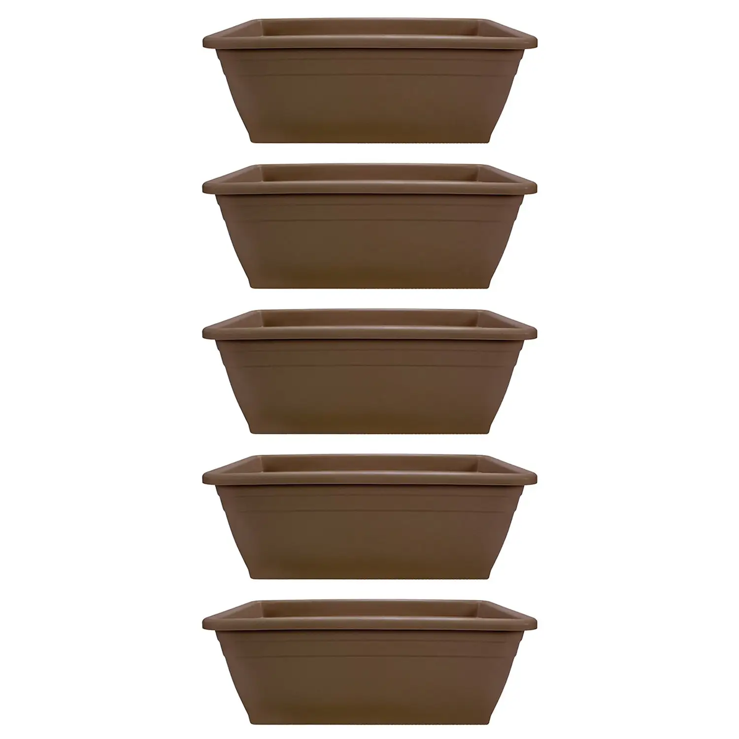 HC Companies 12-Inch Outdoor Plastic Deck Flower Planter Box, Chocolate (5 Pack)