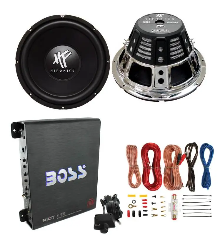 2) HIFONICS HFX12D4 12" 1600W Car Audio DVC Subwoofers +Mono Amplifier+Amp Kit