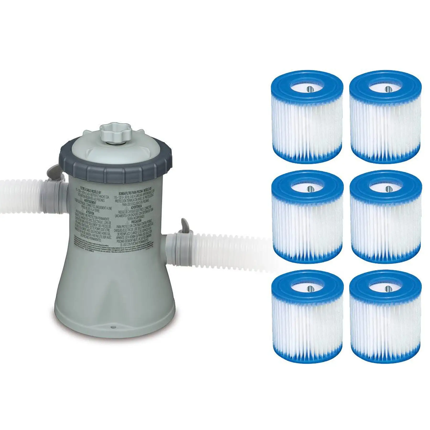 Intex 330 GPH Easy Set Pool Filter Pump with Type H Filter Cartridges (6 Pack)