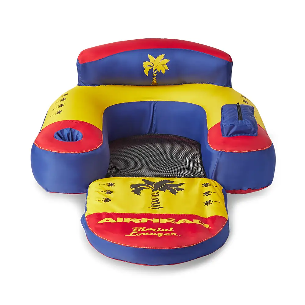 AIRHEAD Bimini Lounger II Single Person Inflatable Pool Lake Raft ...