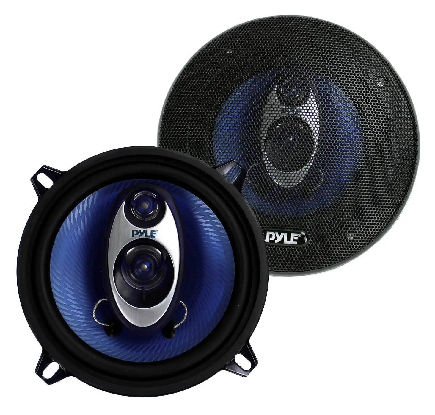 Pyle PL53BL 5.25" 200W 3-Way Car Audio Triaxial Speakers Stereo Blue (Pair)